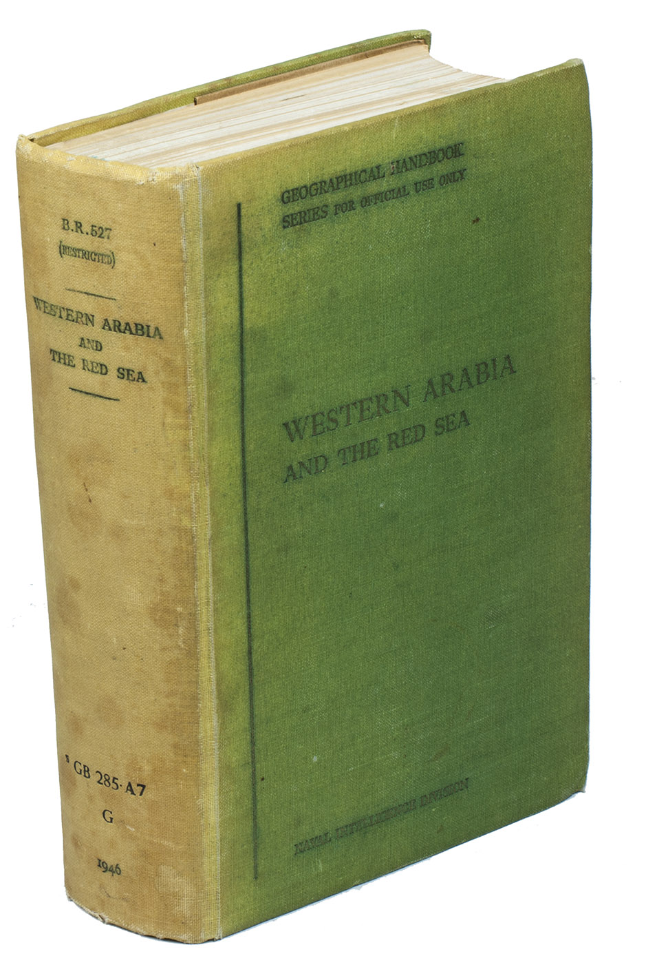 NAVAL INTELLIGENCE DIVISION, [SCOTT, Hugh, a.o.]. - Western Arabia and the Red Sea, B.R. 527 (restricted) geographical handbook series for official use only.(Colophon: Oxford, University press), Naval Intelligence division, 1946. 8vo. With 357 reproductions of photographs on 90 plates, numerous (folding) maps and illustrations in text and 1 separate folding map. Original publisher's green cloth.