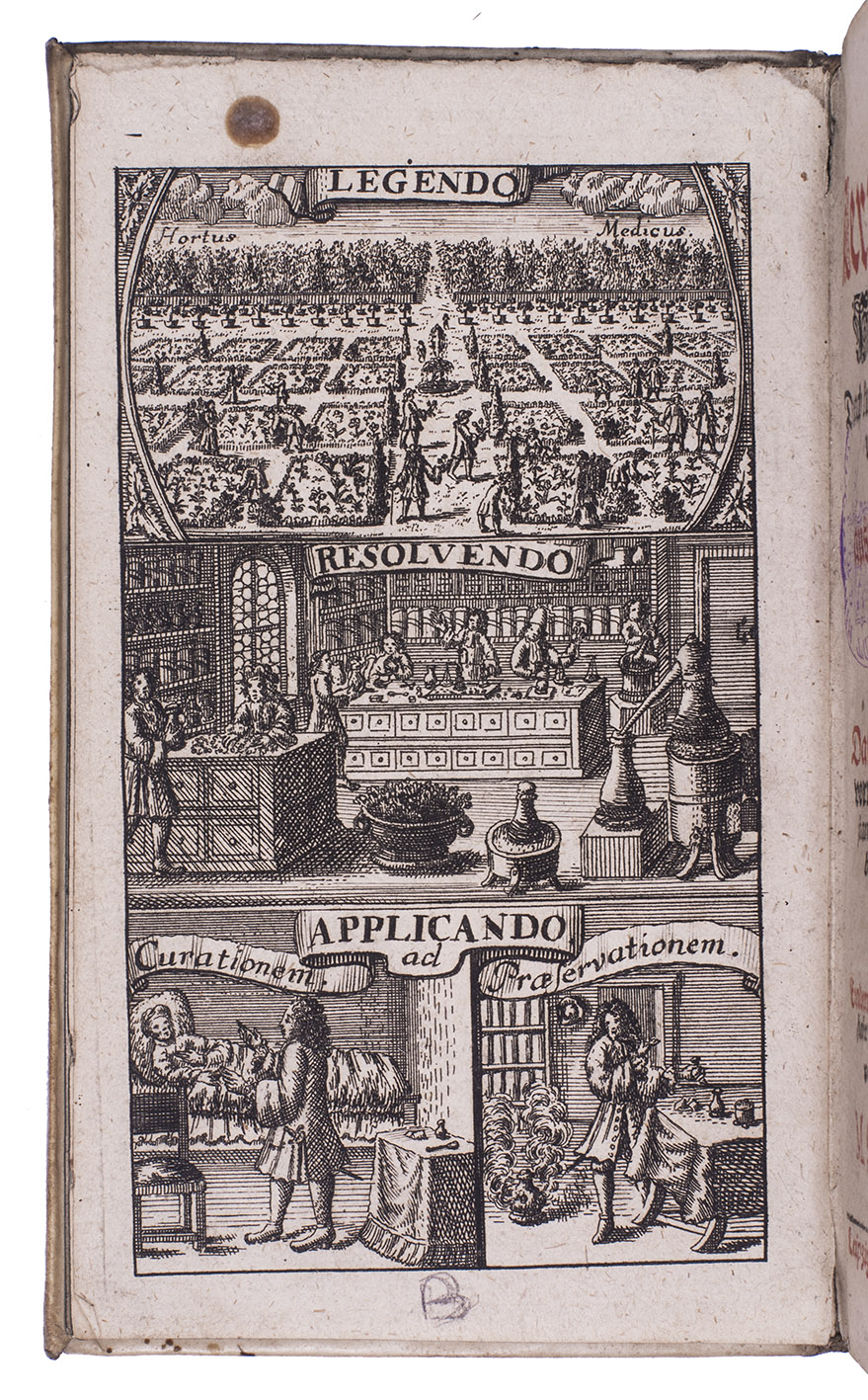 HOFFMANN, Gottfried. - Auerlesene Kern-Sprche Heiliger Schrifft, durch kurtze Fragen deutlich erklret und ntzlich angewendet, nebst einer ausfhrlichen Einleitung zum Bibel-Lesen ...Leipzig, Friedrich Lankisch, 1705. 8vo. With an engraved frontispiece, title-page printed in red and black, a folding letterpress table and occasional lines in Greek and Hebrew type. Contemporary vellum, manuscript title on spine.