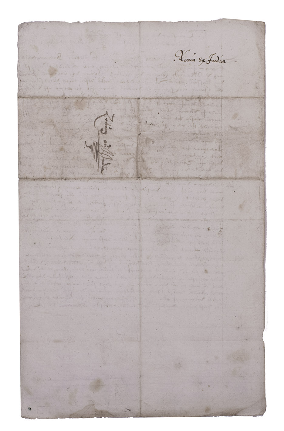 EKATHOTSAROT, King of Ayutthaya (Siam/Thailand). - Translaet van eenen brieff geschreven in gout ende bij den Coninck van Syam gesonden aen Sijn Excellentie Mauritio de Nassau.[The Hague?, ca. 1608]. Folio (34 x 21 cm). Dutch manuscript translation, written in brown ink on paper in a slightly sloped Dutch gothic cursive hand (35 lines with text area 21 x 17.5 cm, plus 2-line drop-title), very neatly written, of a 1607 letter from Ekathatsarot, King of Ayutthaya (Siam/Thailand) to Maurits of Nassau, Prince of Orange (received in 1608), distributed as a manuscript tidings.