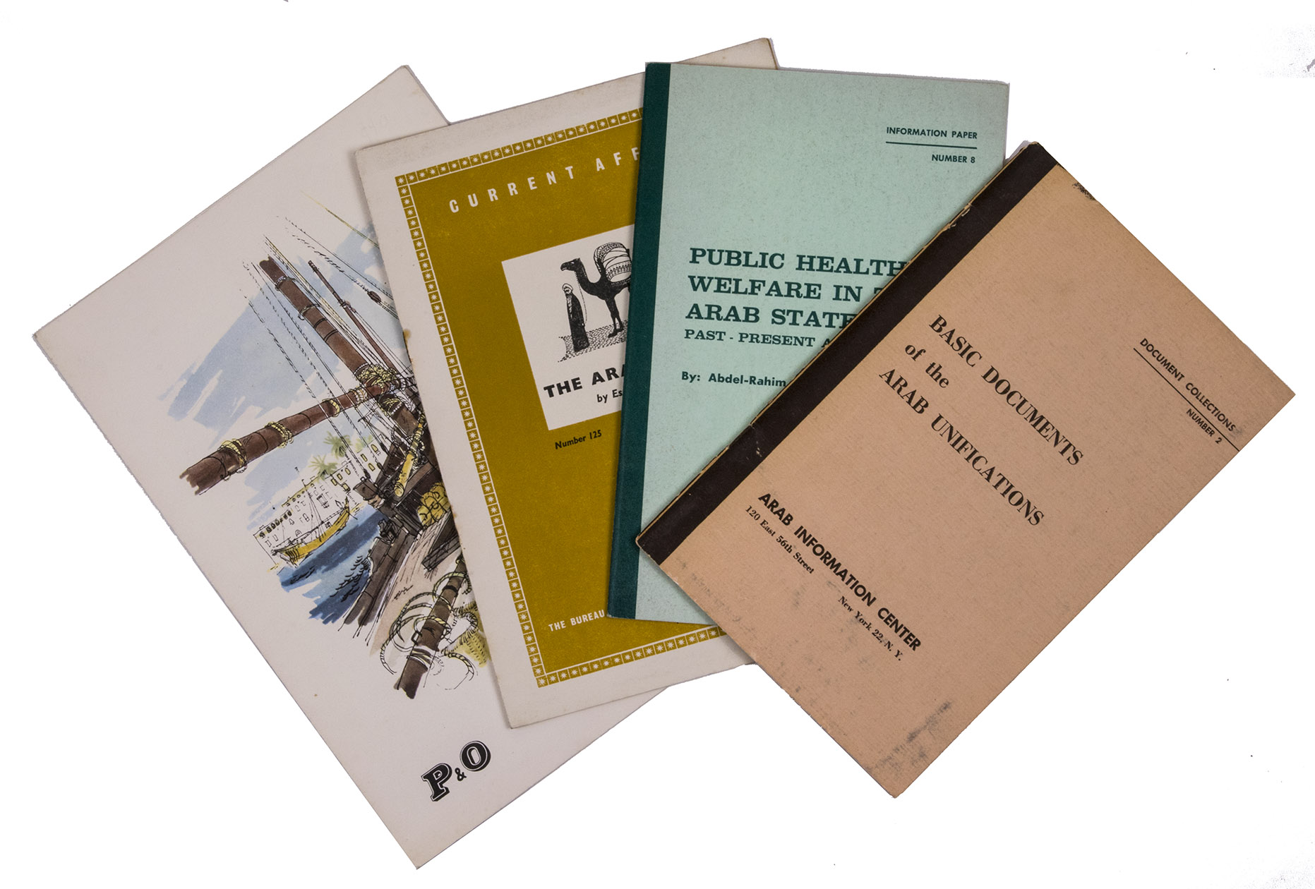 [ARABIA]. - [A collection of ephemeralia regarding the Arab states].New York & London, 1951-1962. 3 booklets and a menu.