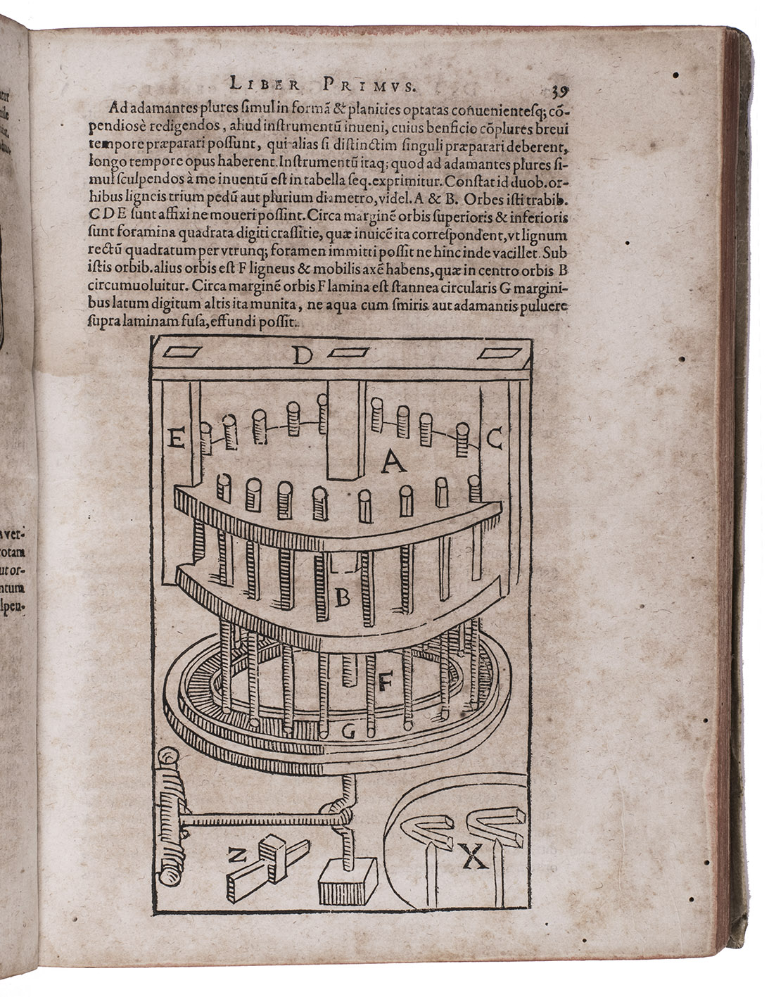 BOODT, Anselm Boetius de. - Gemmarum et lapidum historia, qua non solum ortus, natura, vis & precium, sed etiam modus quo ex iis, olea, salia tincturae, essentiae, arcana & magisteria arte chymica confici possint, ostenditur.Hanau, Claude de Marne and heirs of Johann Aubry (printed by the heirs of Andreas Wechel), 1609. 4to. With Wechel's elaborate woodcut device on the title-page and the otherwise blank final page, 34 woodcut illustrations in the text (some with multiple figures), and 2 folding letterpress hierarchical tables. Contemporary sheepskin parchment.