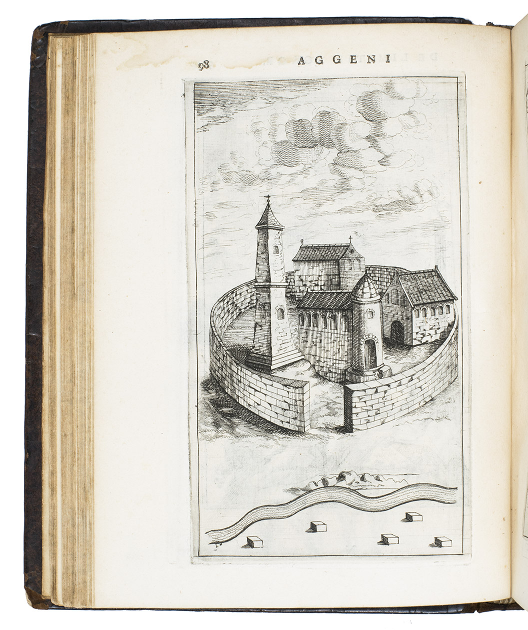 GOES, Willem and Nicolas RIGAULT - Rei agrariae auctores legesque variae. Quaedam nunc primum, caetera emendatiora prodeunt cur.Including: Antiquitatum agrariarum liber singularis.Amsterdam, Johannes Janssonius van Waesberge, 1674. 2 works in 1 volume. 4to. With an integral engraved allegorical frontispiece, a general title-page with a woodcut decoration, 6 integral divisional titles including one for the Antiquitatum agrariarum, 3 folding engraved plates, 55 further engravings on integral leaves (15 full page), numerous woodcut illustrations in the text (mostly geometric diagrams) and woodcut head- and tailpieces. Contemporary calf, gold-tooled spine, sprinkled edges.