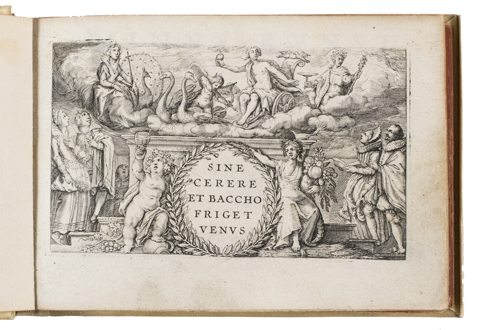 HEEMSKERK, Jan van. - Minne-kunst. Minne-baet. Minne-dichten. Mengel-dichten.Amsterdam, Hessel Gerritsz, 1626-1627. 4 parts in 1 volume. Oblong small 8vo. With 4 separate titles, and 20 fine engraved plates, including frontispiece, by Pieter Serwouters.Modern vellum.