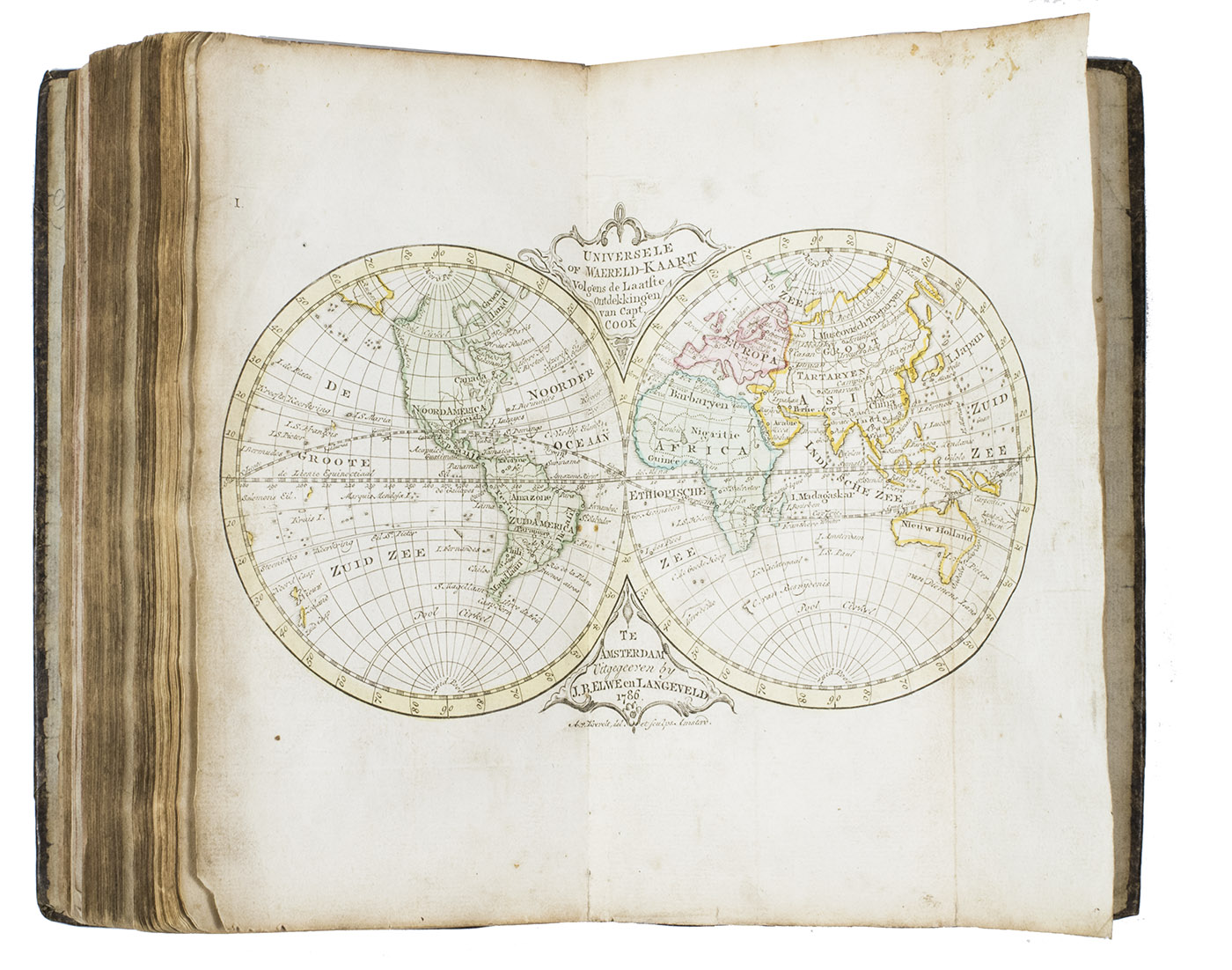 ELWE, Jan Barend. - Compleete zak-atlas, van de zeventien Nederlandsche provincin, begreepen in XXXI ... in 't koper gebragte kaarten.Amsterdam, Jan Barend Elwe and Dirk Meland Langeveld, 1786. 8vo. With double-page engraved title-page, 29 folding engraved maps and 2 folding engraved tables, all coloured by a contemporary hand. Contemporary half calf, rebacked with the original gold-tooled backstrip.